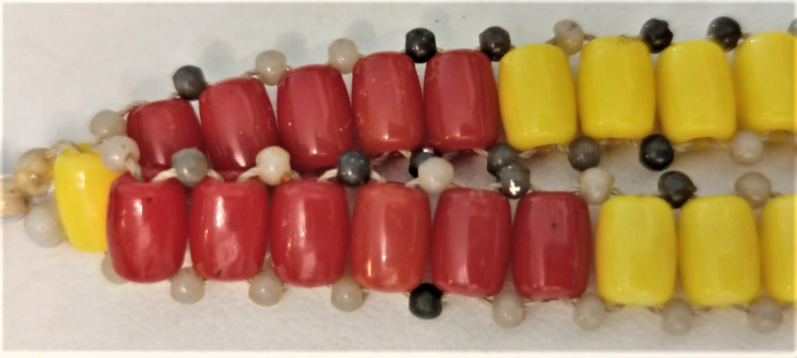 HAPİSHANE İŞİ BONCUKLU SARI KIRMIZI TESBİH 42 HABBELİ 