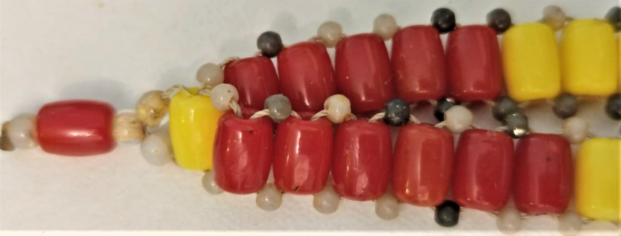 HAPİSHANE İŞİ BONCUKLU SARI KIRMIZI TESBİH 42 HABBELİ 