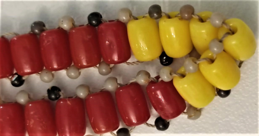 HAPİSHANE İŞİ BONCUKLU SARI KIRMIZI TESBİH 42 HABBELİ 