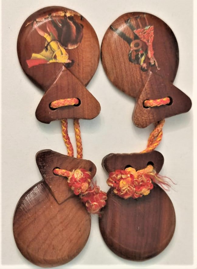 ORJİNAL İSPANYOL FLAMENKO RİTİM ALETİ KASTANYET CİFT SANDAL  AGACINDAN