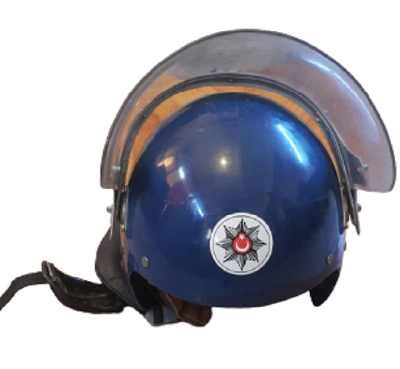 1970 Lİ YILLAR TOPLUM POLİSİ ÖN ŞEFFAF SİPERLİKLİ ARMALI POLİS MİGFERİ