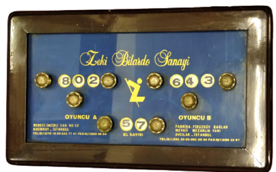 ZEKİ BİLARDO SKOR TABELA SKORBORD BİLARDO DA  OYUNCU SAYILARINI BİLDİREN MEKANİK TABELA 