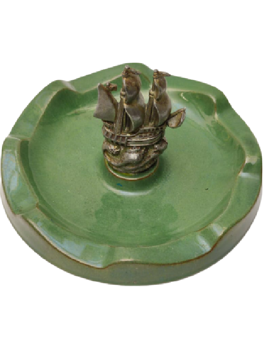 EKEBY SOGUK DAMGALI YEŞİL PORSELAN RENKLİ ORTASI PİRİNC KORSAN GEMİ PİPO KÜLLÜK