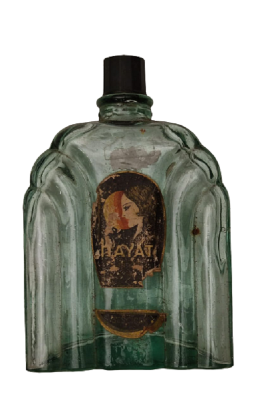 HAYAT BEŞÇİÇEK KOLONYA YEŞİL CAM BAKALİT KAPAKLI YERLİ ETİKETLİ PARFÜM ŞİŞESİ