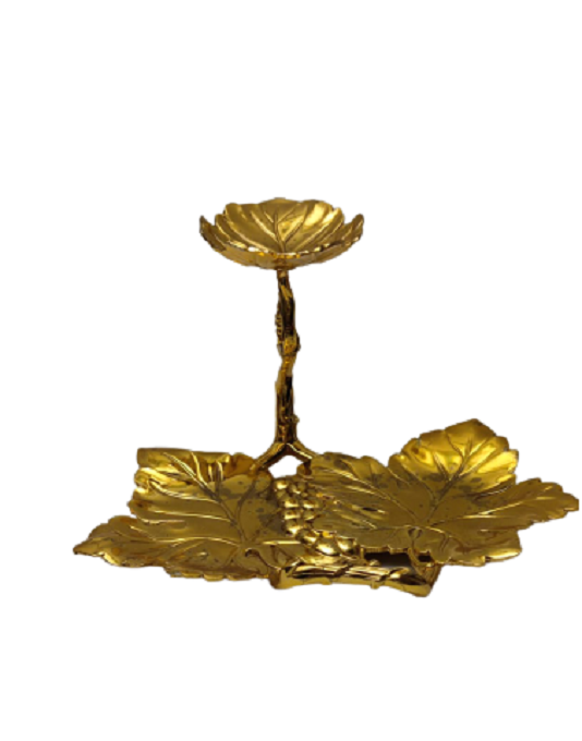 ALTIN KAPLAMA YAPRAK FORMUNDA  SUNUMLUK İKRAMLIK İKİ KATLI