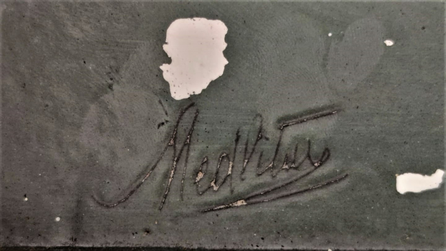 1950  EMAYE LEVHA YEŞİL ZEMİN ÜZERİ SİYAH YAZILI KELİMEYİ TEHVİT YAZISI ARKASI İMZALI 