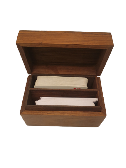 AHŞAP KAPAKLI KUTULU ÇİFT DESTE İSKAMBİL OYUN KAĞITLARI