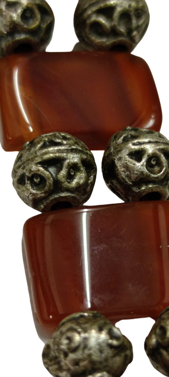 AKİK TAŞLI BİLEKLİK 8 ADET AKİK TAŞ ARALAR ALPAKA BONCUK SIRALI