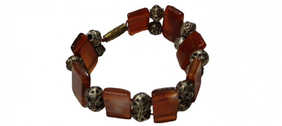 AKİK TAŞLI BİLEKLİK 8 ADET AKİK TAŞ ARALAR ALPAKA BONCUK SIRALI