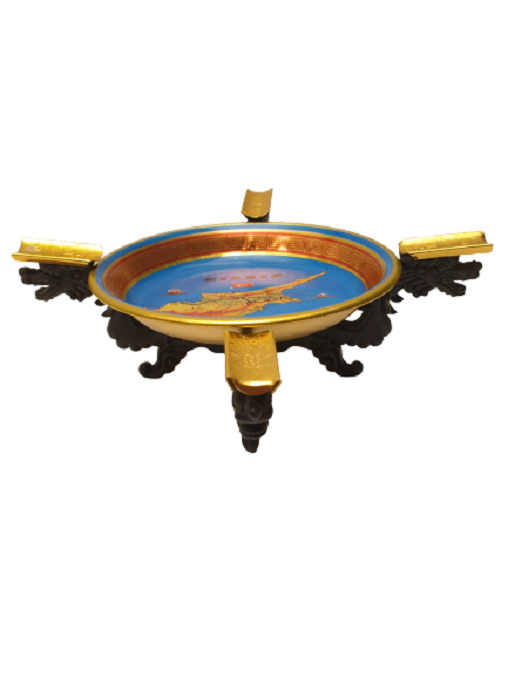 ORIENTAL BEAUTY ASH DISH WITH DRAGON STAND KIBRIS DESENLİ AYAKLI TENEKE KÜLLÜK
