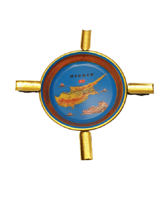 ORIENTAL BEAUTY ASH DISH WITH DRAGON STAND KIBRIS DESENLİ AYAKLI TENEKE KÜLLÜK