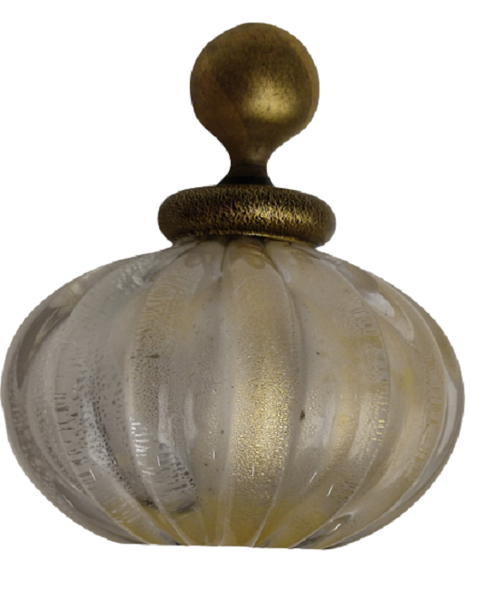 FRANSIZ PARFÜM ŞİŞESİ SEDEFLİ DİLİMLİ CAM VE CAM KAPAKLİ