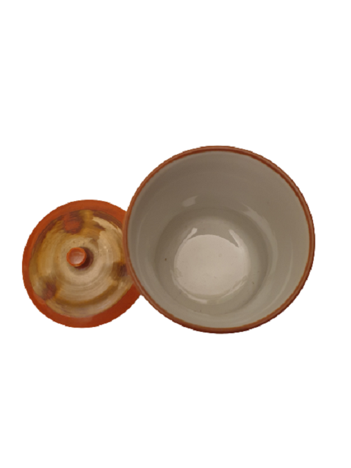 UZAK DOGU EL SANATLARI JAPON EL YAPIMI ÜZERİ KABARTMA DESENLİ DAMGALI PORSELEN KAPAKLI PAMUKLUK