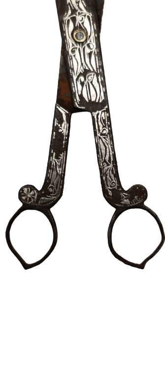 OSMANLI EL YAPIM SICAK DÖVME DEMİR ÜZERİNE GÜMÜŞ KAKMA HAT MAKASI