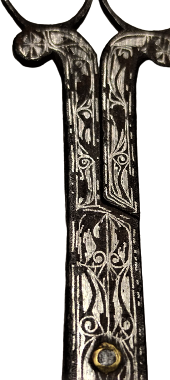 OSMANLI EL YAPIM SICAK DÖVME DEMİR ÜZERİNE GÜMÜŞ KAKMA HAT MAKASI