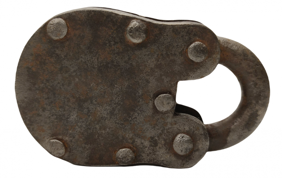 OSMANLI EL YAPIM ÜZERİ OSMANLICA YAZILI MEKANİK SİCAK DEMİRDEN MAMUL ÇALIŞIR DURUMDA ANAHTARLI  ASMA KİLİT