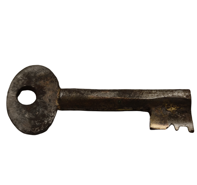OSMANLI EL YAPIM ÜZERİ OSMANLICA YAZILI MEKANİK SİCAK DEMİRDEN MAMUL ÇALIŞIR DURUMDA ANAHTARLI  ASMA KİLİT