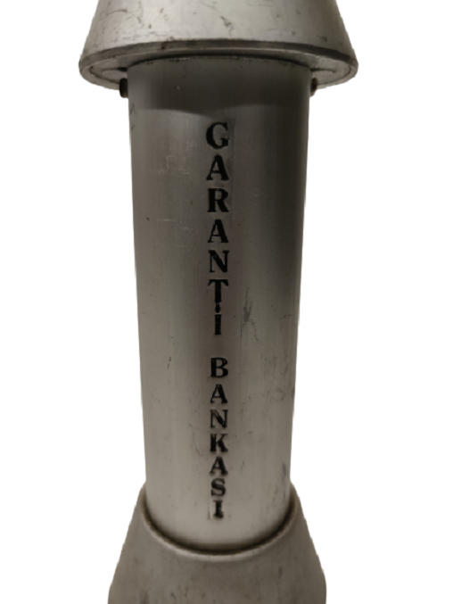 GARANTİ BANKASI ROKET FORMUNDA METAL MEKANİK KUMBARA ALİMÜNYÜM 1970 YILLAR