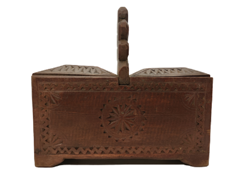  KAHVEDAN KAHVE ŞEKER AHŞAPKAPAKLI  ÇİFT GÖZLÜ MUHAFAZA SAKLAMA KUTUSU