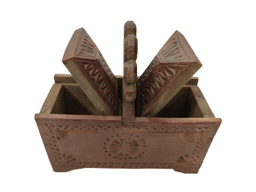  KAHVEDAN KAHVE ŞEKER AHŞAPKAPAKLI  ÇİFT GÖZLÜ MUHAFAZA SAKLAMA KUTUSU