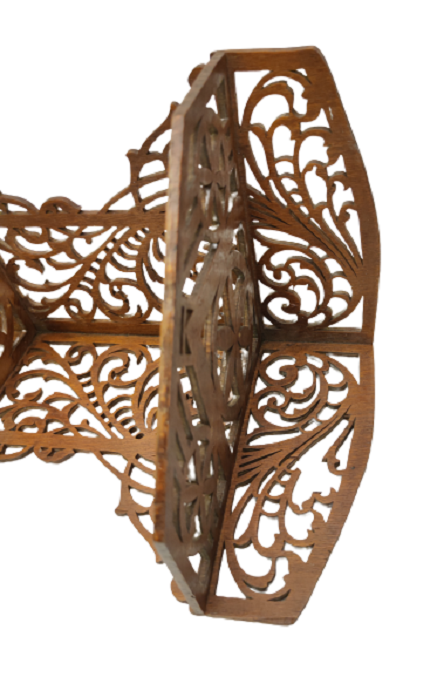 AHŞAP ÜZERİNE OSMANLI İŞLEMELERLE BEZELİ KIL TESTERE EL  İŞİ KÖŞE  DUVAR RAFI