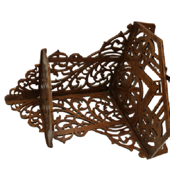 AHŞAP ÜZERİNE OSMANLI İŞLEMELERLE BEZELİ KIL TESTERE EL  İŞİ KÖŞE  DUVAR RAFI