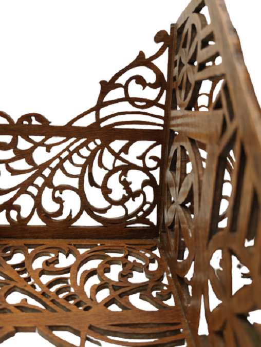 AHŞAP ÜZERİNE OSMANLI İŞLEMELERLE BEZELİ KIL TESTERE EL  İŞİ KÖŞE  DUVAR RAFI