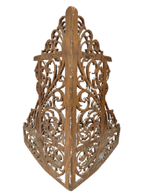 AHŞAP ÜZERİNE OSMANLI İŞLEMELERLE BEZELİ KIL TESTERE EL  İŞİ KÖŞE  DUVAR RAFI