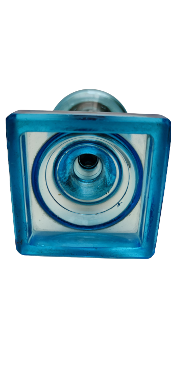 1940 MAVİ BİLLÜR CAM KOPARMA AYAKLI  GAZ HAZNELİ ÜZERİ CAMLI ALEV AYARLI GAZ LAMBASI