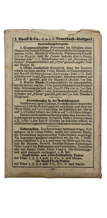 FOTOGRAFCILIKDA POZLAMA ESTANTANE AYAR TABLOSU HAUFF BELİCHTUNGSTABELLE (D.R.G.M Nr. 67 893) DUNYA ŞAVAŞI ÜRÜNÜ