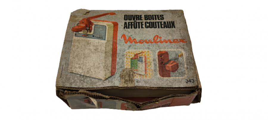 MOULINEX APRISCATOLE AFFILACOLTELLI 343 VINTAGE KUTUSUNDA METAL KONSERVE ACACAGI
