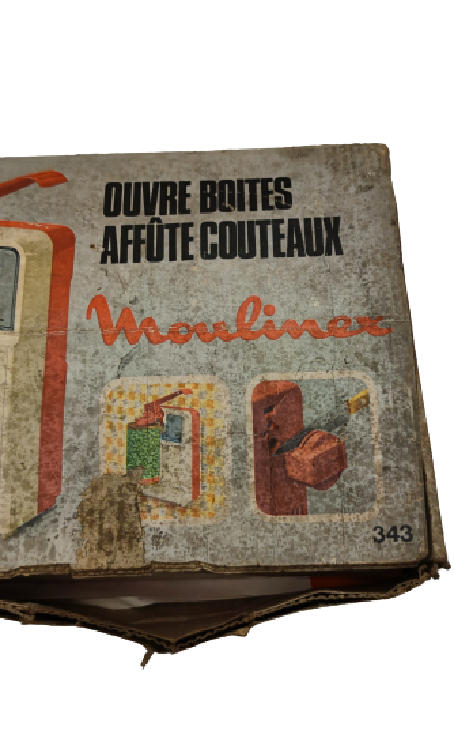 MOULINEX APRISCATOLE AFFILACOLTELLI 343 VINTAGE KUTUSUNDA METAL KONSERVE ACACAGI
