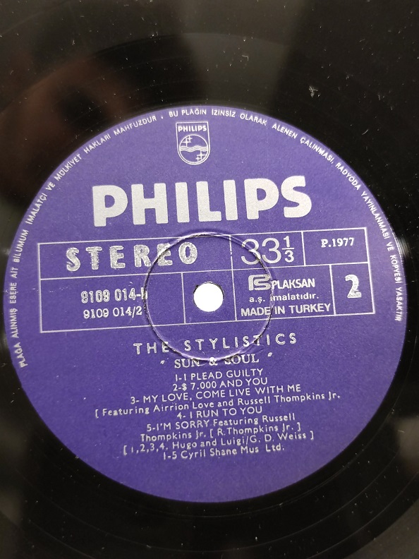 1977 THE STYLİSTİCS SUN & SOUL UZUN CALAR 33 DEVİR LP PLAK ORJİNAL KABINDA ORJİNAL BASKISIDIR