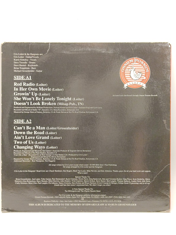 1989 CRİS LOİTER+THE HANGOUTS RED RADİO UZUN CALAR 33 DEVİR LP PLAK ORJİNAL KABINDA ORJİNAL BASKISIDIR