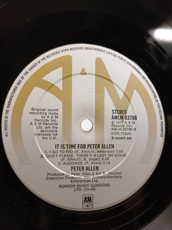 IT'S TIME FOR PETER ALLEN UZUN CALAR 33 DEVİR LP PLAK ORJİNAL KABINDA ORJİNAL BASKISIDIR