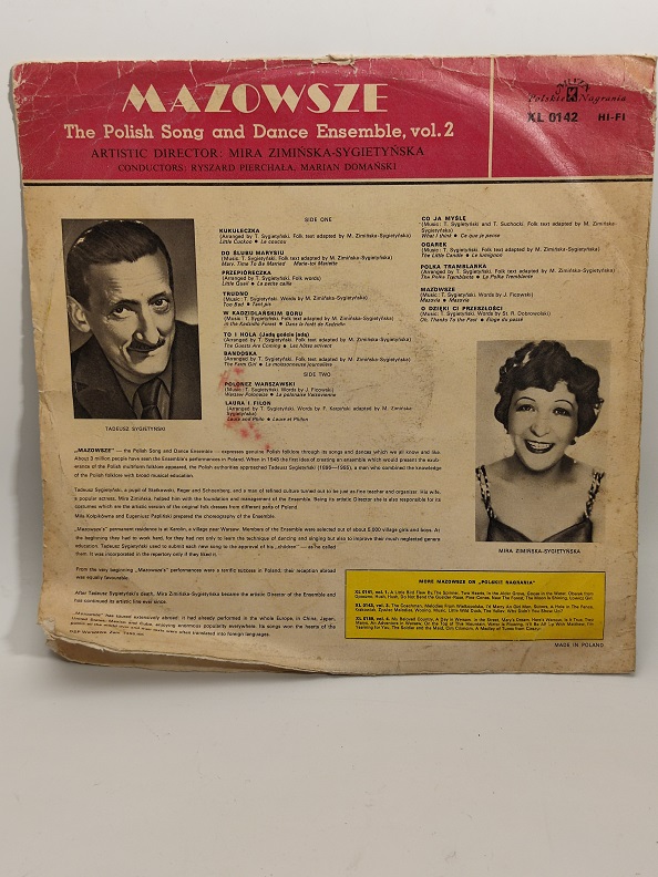 MAZOWSZE THE POLİSH SONG AND DANCE ENSEMBLE VOL.2 UZUN CALAR 33 DEVİR LP PLAK ORJİNAL KABINDA ORJİNAL BASKISIDIR