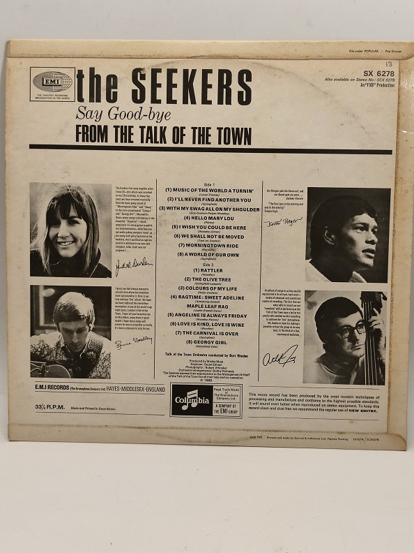 THE SEEKERS LIVE AT THE TALKING OF THE TOWN UZUN CALAR 33 DEVİR LP PLAK ORJİNAL KABINDA ORJİNAL BASKISIDIR