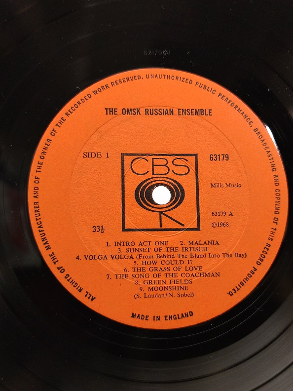 1968 THE OMSK RUSSIAN ENSEMBLE UZUN CALAR 33 DEVİR LP PLAK ORJİNAL KABINDA ORJİNAL BASKISIDIR