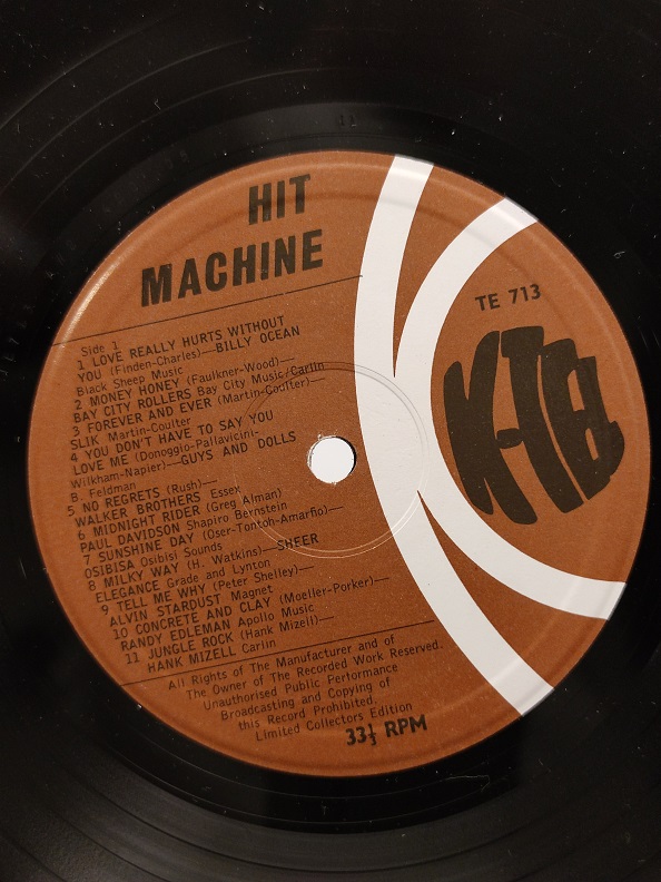 1976 K-TEL'S HIT MACHINE UZUN CALAR 33 DEVİR LP PLAK ORJİNAL KABINDA ORJİNAL BASKISIDIR