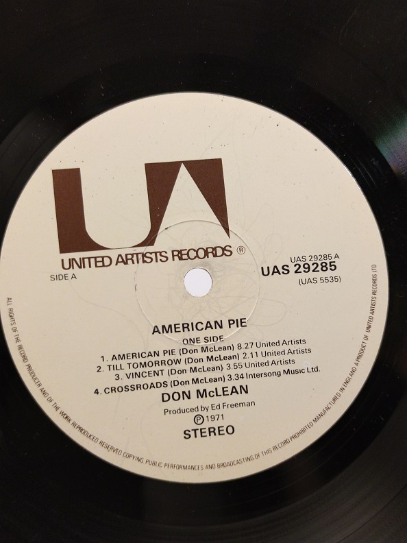 DON MCLEAN AMERICAN PIE UZUN CALAR 33 DEVİR LP PLAK ORJİNAL KABINDA ORJİNAL BASKISIDIR