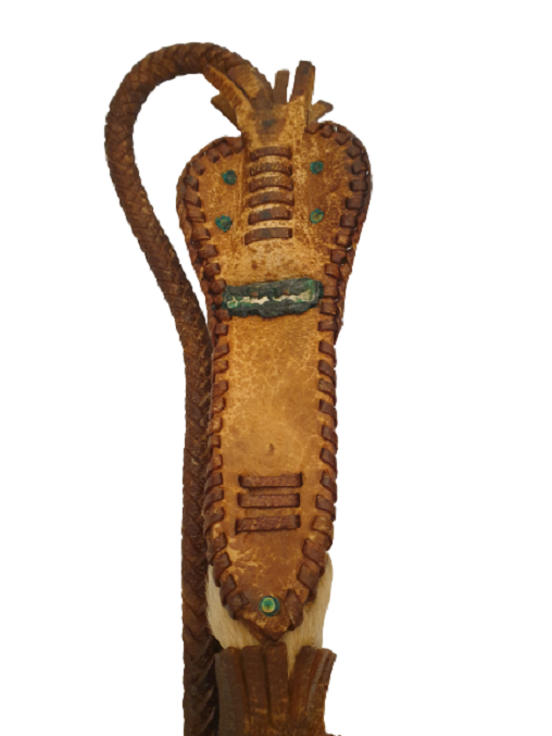 OSMANLI ÖZEL YAPIM CEYLAN TOYNAGINDAN ( AYAGI ) EL YAPIMI ÜZERİ CEYLAN DERİSİ İLE  İŞLEMELİ ÖRME KAMÇI