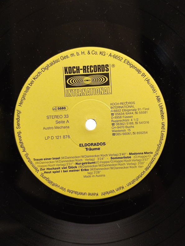 ELDORADOS TRAUME UZUN CALAR 33 DEVİR LP PLAK ORJİNAL KABINDA ORJİNAL BASKISIDIR