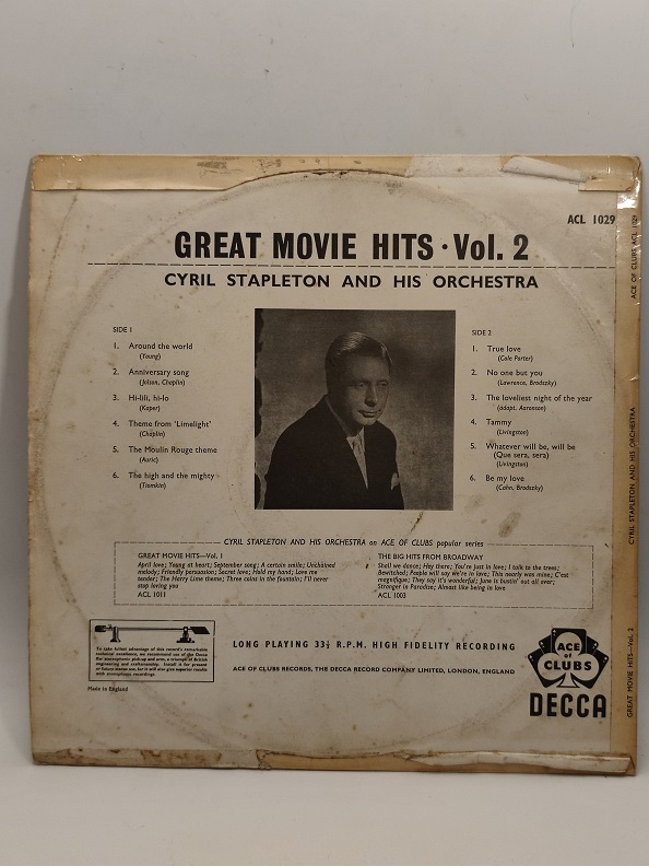 GREAT MOVIE HITS VOL.2 UZUN CALAR 33 DEVİR LP PLAK ORJİNAL KABINDA ORJİNAL BASKISIDIR