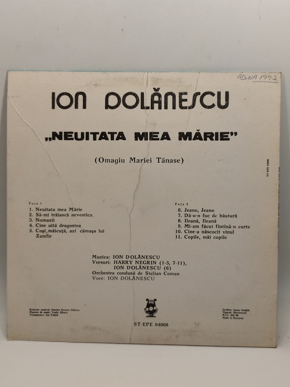 ION DOLANESCU UZUN CALAR 33 DEVİR LP PLAK ORJİNAL KABINDA ORJİNAL BASKISIDIR