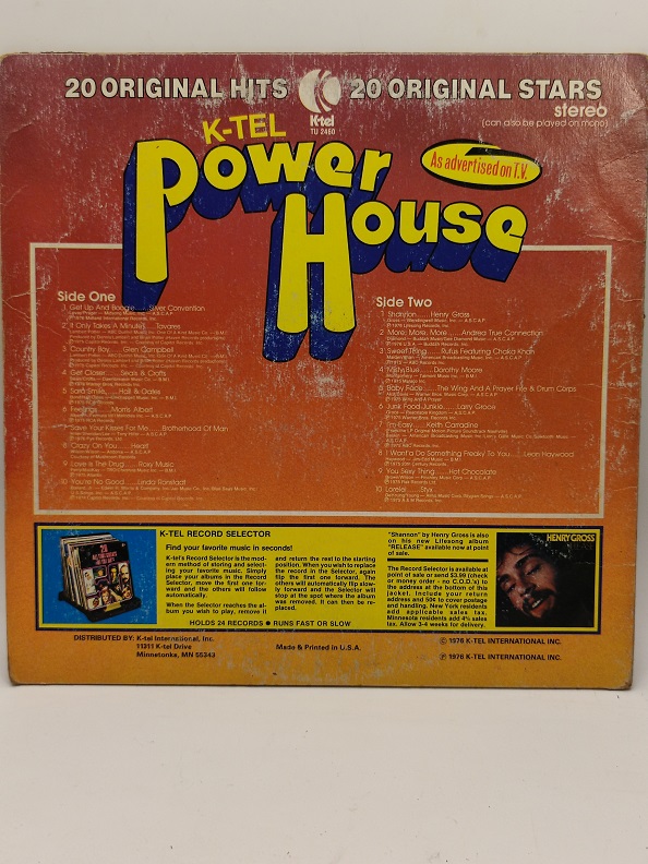 K-TEL POWER HOUSE UZUN CALAR 33 DEVİR LP PLAK ORJİNAL KABINDA ORJİNAL BASKISIDIR