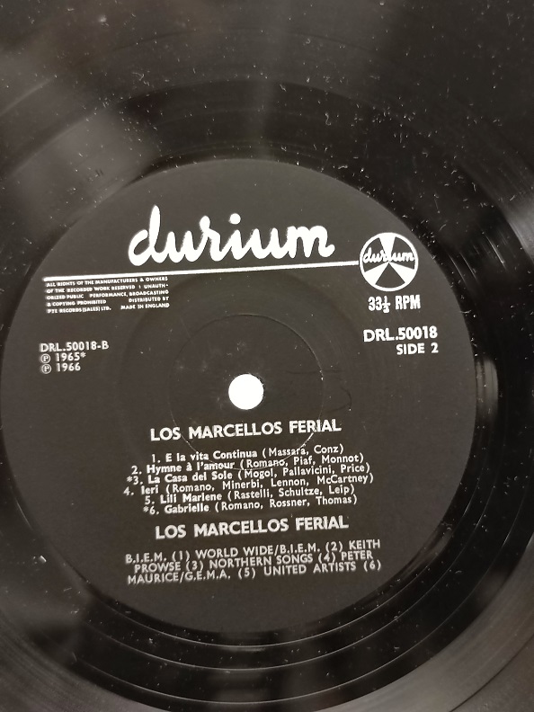 LOS MARCELLOS FERİAL UZUN CALAR 33 DEVİR LP PLAK ORJİNAL KABINDA ORJİNAL BASKISIDIR