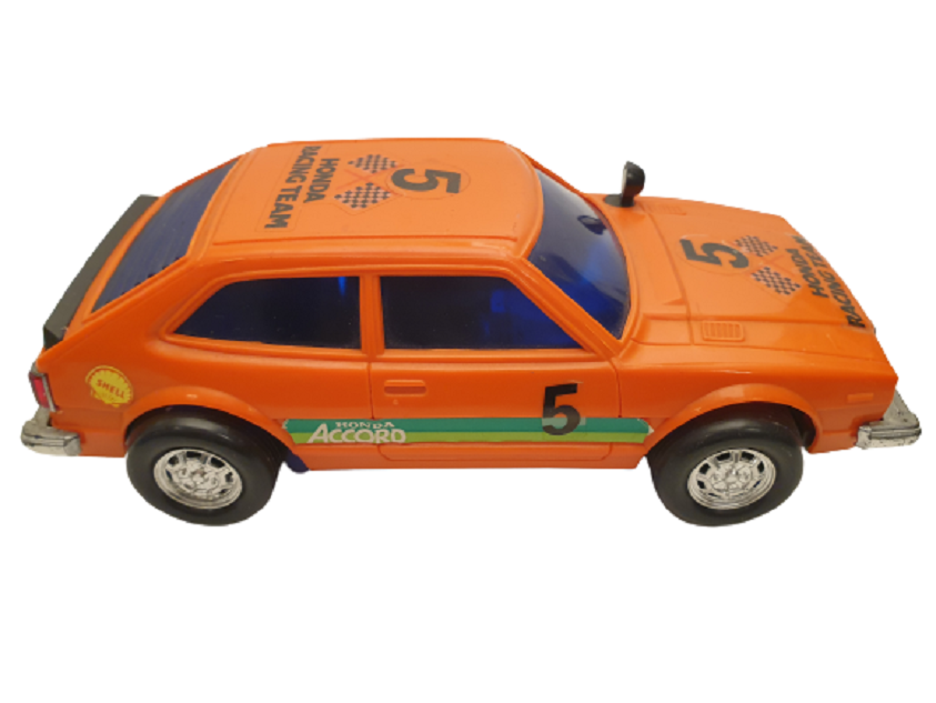  1970 HONDA RACING TEAM 5  HONDA ACCORD TURUNCU RENKDE CARPINCA GERİ DÖNEN SORUNSUZ OYUNCAK YARIŞ ARABASI