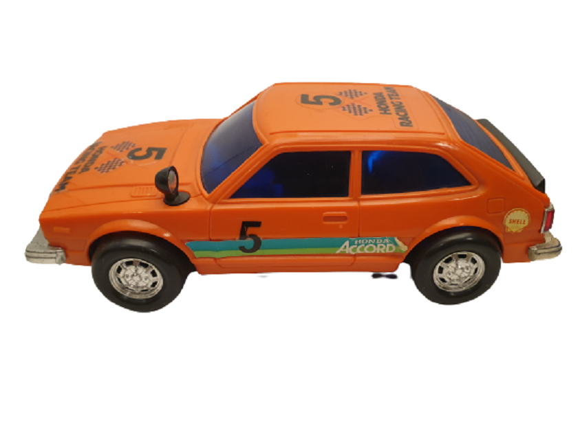  1970 HONDA RACING TEAM 5  HONDA ACCORD TURUNCU RENKDE CARPINCA GERİ DÖNEN SORUNSUZ OYUNCAK YARIŞ ARABASI