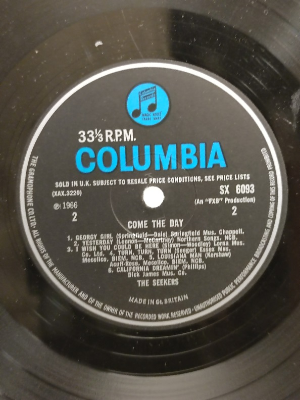 THE SEEKERS COME THE DAY UZUN CALAR 33 DEVİR LP PLAK ORJİNAL KABINDA ORJİNAL BASKISIDIR