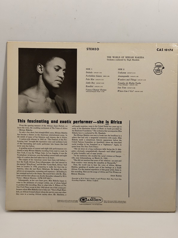 THE WORLD OF MIRIAM BEKAMA UZUN CALAR 33 DEVİR LP PLAK ORJİNAL KABINDA ORJİNAL BASKISIDIR